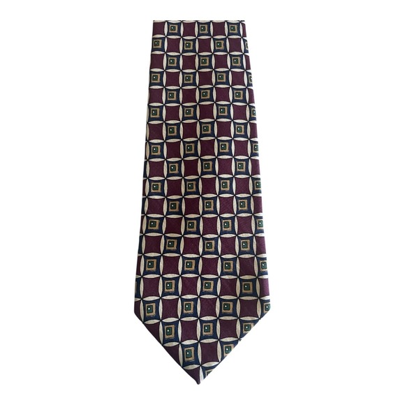 Robert Talbott Silk Tie Purple Green Geometric Wide Hand Sewn in USA Finest Silk - Picture 4 of 4